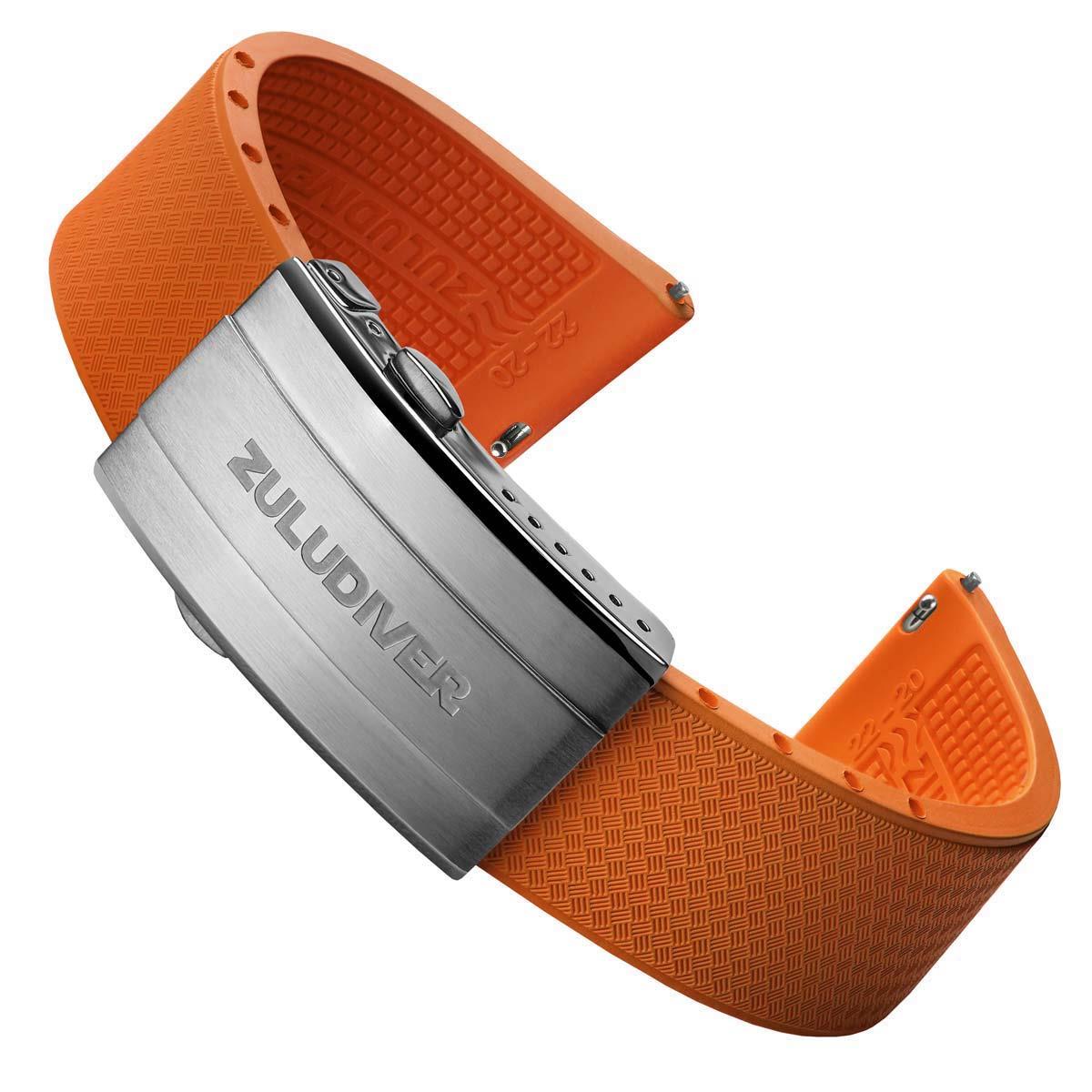 TsunamiTropic MK2 Rubber Deployant Watch Strap - Sunset Orange