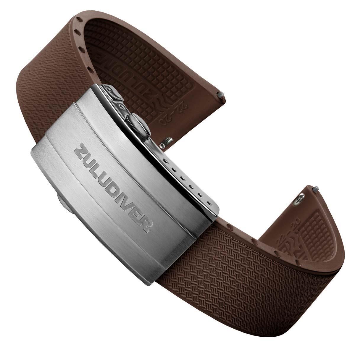 TsunamiTropic MK2 Rubber Deployant Watch Strap - Harbour Brown