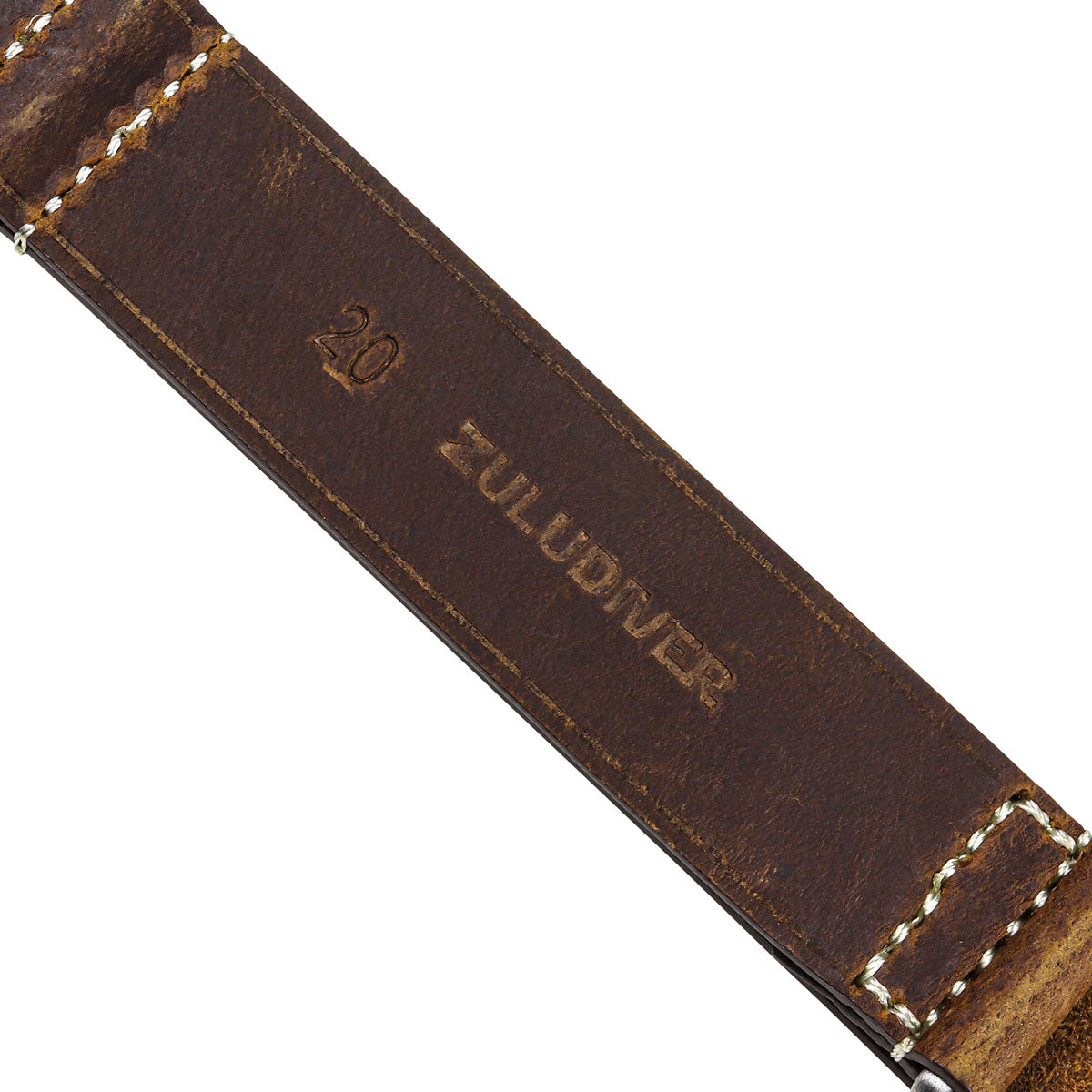 Dark Brown Leather Adjustable Strap 20mm Hot Stamp -  Denmark