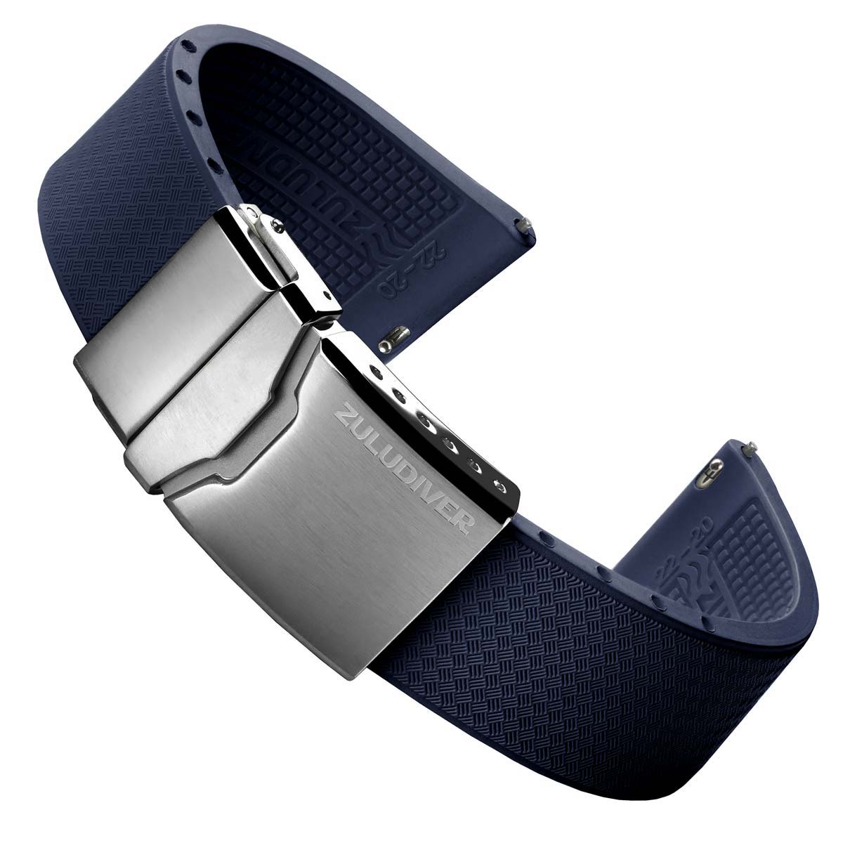 TsunamiTropic Rubber Deployant Watch Strap - Ocean Blue - ZULUDIVER