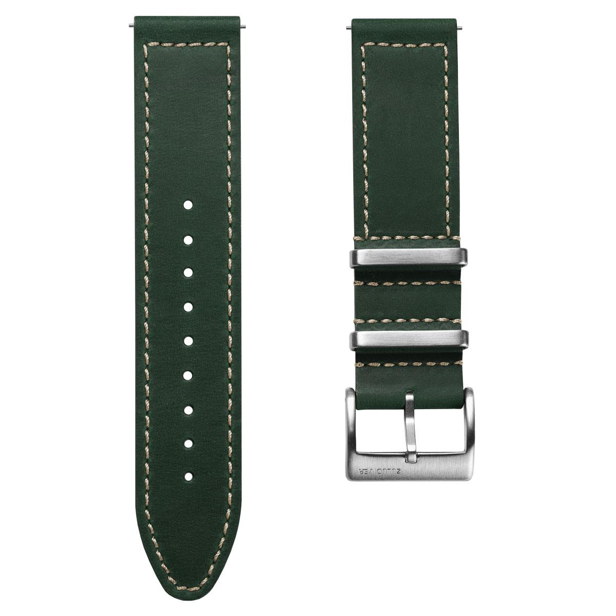 Oxford Ranger Military Leather Watch Strap - Vintage Green