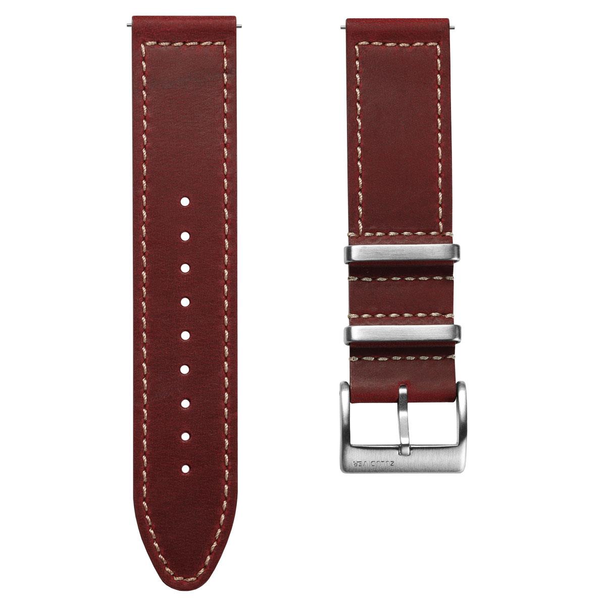 Oxford Ranger Military Leather Watch Strap - Vintage Red