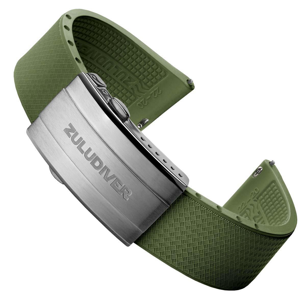 TsunamiTropic MK2 Rubber Deployant Watch Strap - Lagoon Green