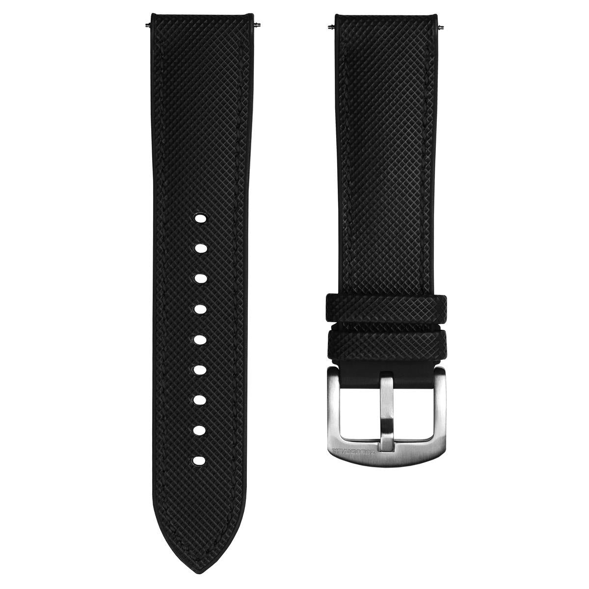 Black Aqua-Vent FKM Rubber Quick Release Watch Band