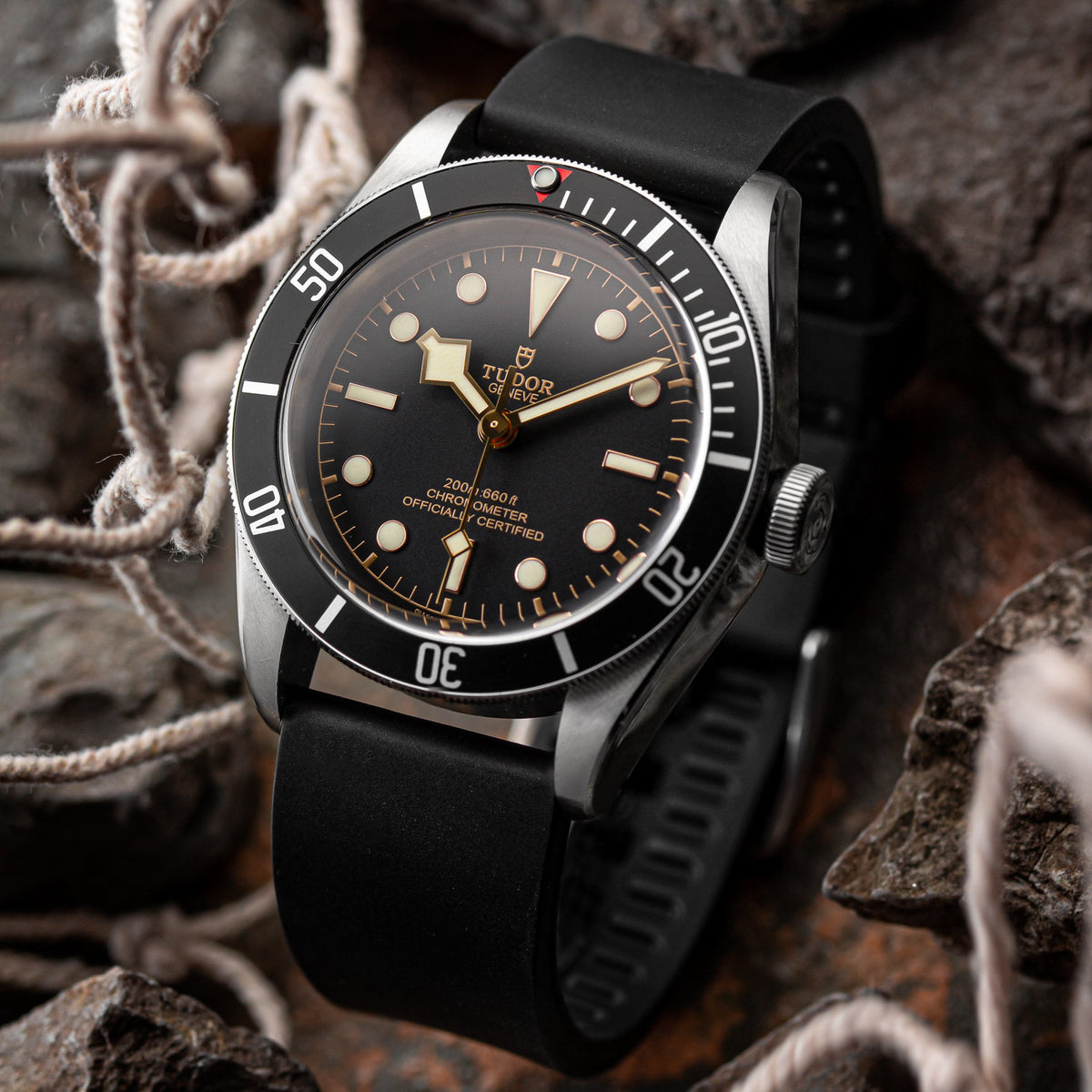 ZULUDIVER Tropical Ocean FKM Rubber Watch Strap - Black, 20mm