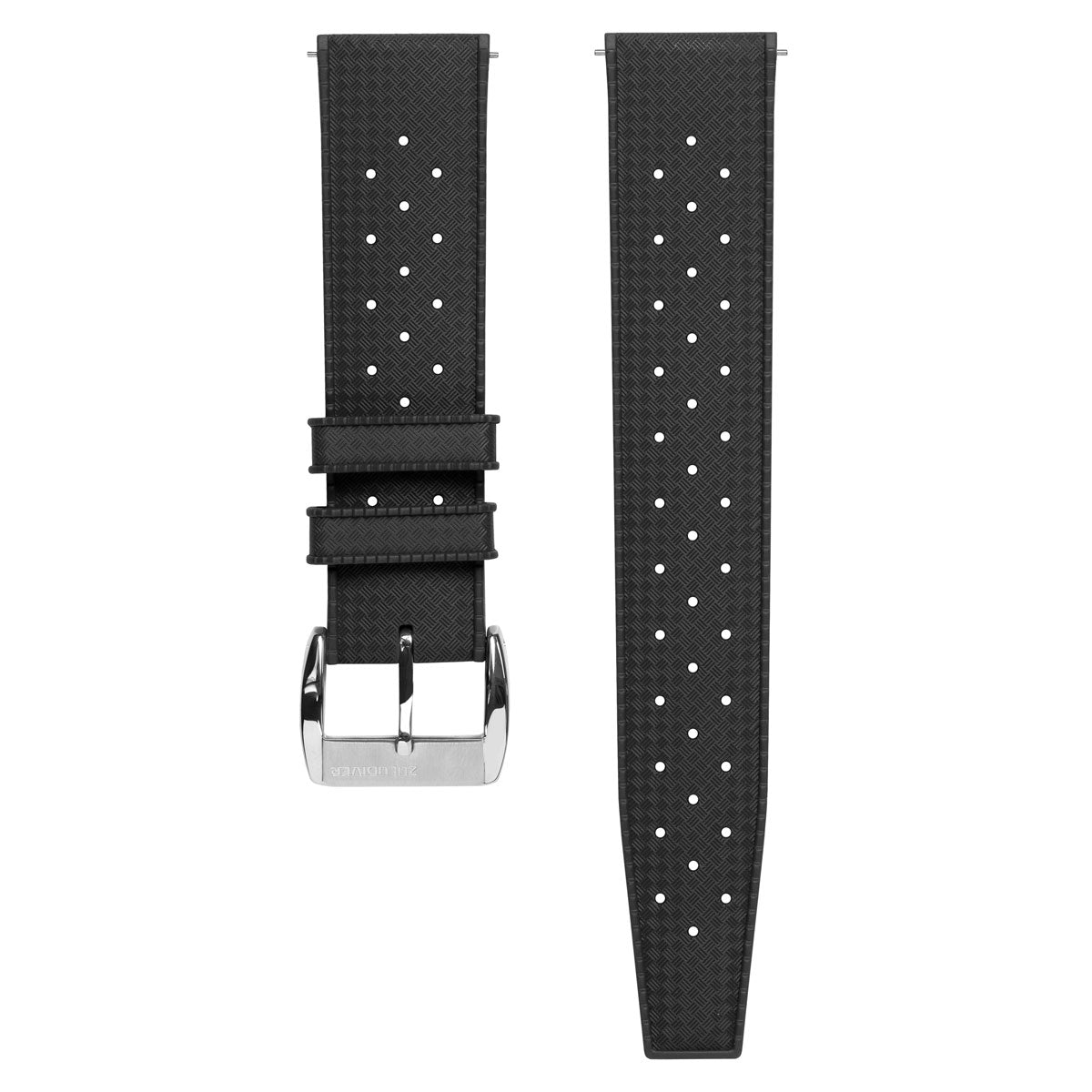 ZULUDIVER Tropical Ocean FKM Rubber Watch Strap - Black, 20mm